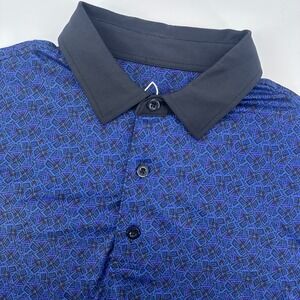 Deolax Golf Polo Shirt Mens XL Blue Purple Geometric Short Sleeve Performance